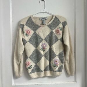 Private Party Argyle Cottagecore Pearl Silk Lambswool
Angora Sweater Vintage M